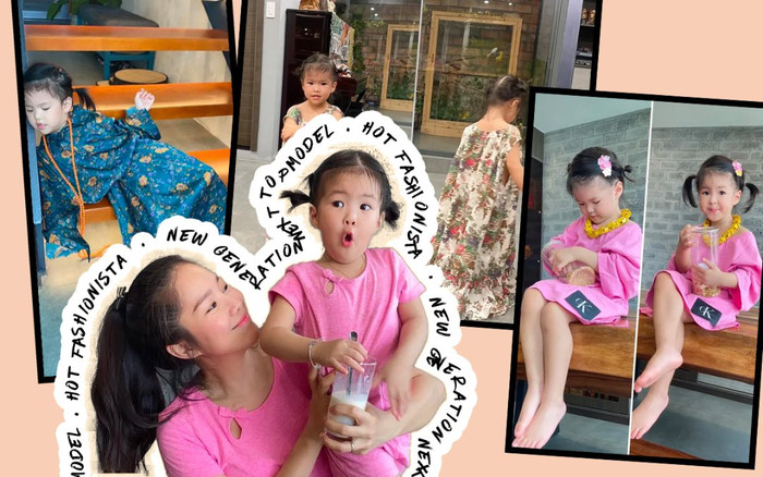 Lê Phương muốn 'tiền đình' khi con gái điệu đà, biến áo của mẹ thành đủ kiểu váy Ảnh 2