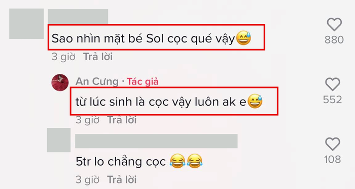 Bị netizen hỏi: 'Sao nhìn mặt bé Sol cộc vậy', câu trả lời của Thiên An khiến dân tình bật cười Ảnh 3