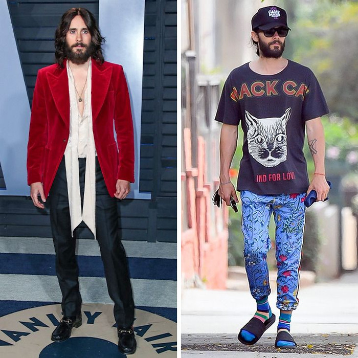 Gu thời trang đường phố của Jared Leto cá tính không kém gì lên thảm đỏ nhưng vẫn tuân thủ nguyên tắc ‘thoải mái là trên hết’. 