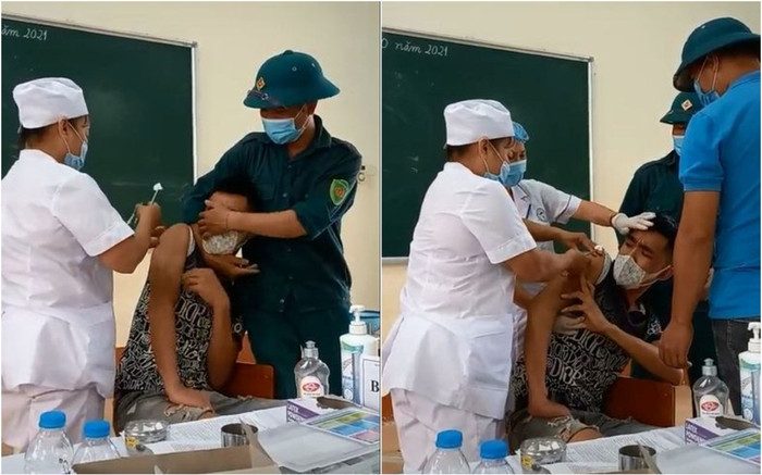Clip: Nam thanh niên kêu la oai oái khi tiêm vaccine, mũi kim chưa chạm vào da đã kêu đau Ảnh 2
