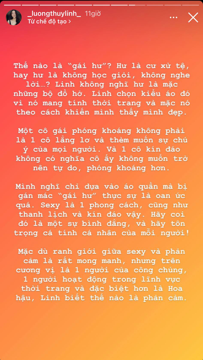 Hoa hậu Lương Thùy Linh bức xúc khi bị nói ăn mặc phản cảm: 'Thật sự oan ức' Ảnh 2