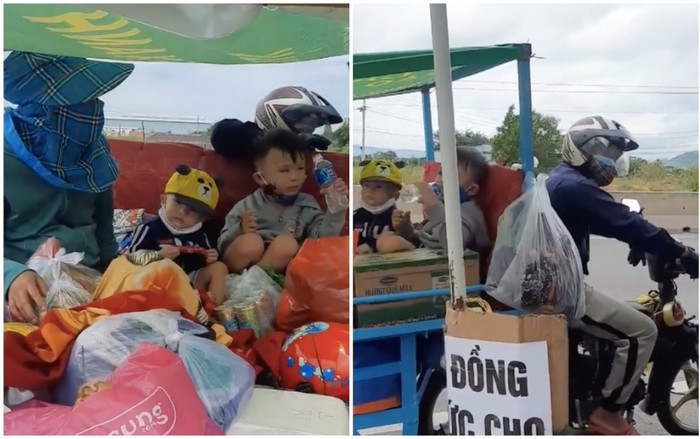 Clip cả nhà trên xe ba gác vượt gần 2000km từ Sài Gòn về Thái Bình: Sau lưng người đàn ông là cả gia đình Ảnh 2