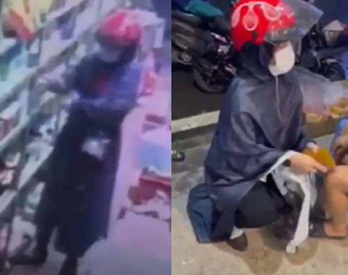 Bị bắt quả tang trộm đồ, người phụ nữ quỳ gối xin chủ tiệm tạp hóa tha thứ