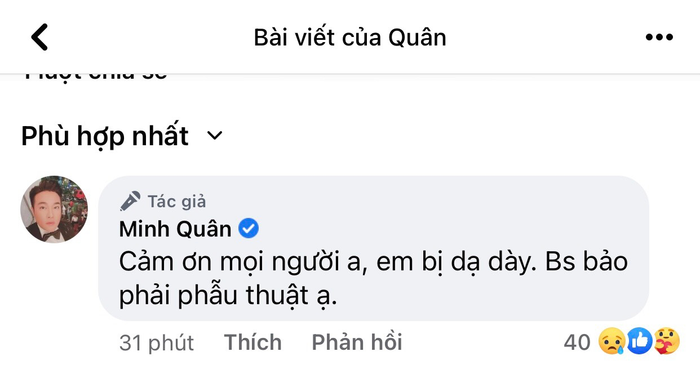 Ca sĩ Minh Quân bất ngờ đăng tải hình ảnh nằm trên giường bệnh, thần sắc nhợt nhạt khiến fan lo lắng Ảnh 2