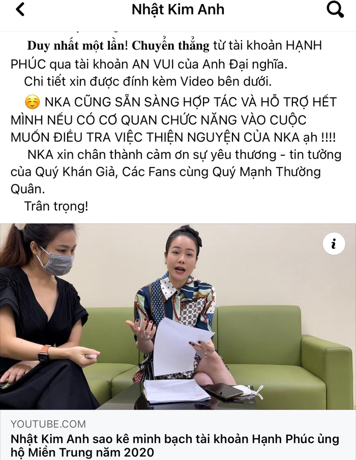 Nhật Kim Anh chính thức lên tiếng sau khi bị nữ CEO Đại Nam gọi tên vào lùm xùm kêu gọi quyên góp Ảnh 5