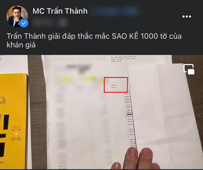 Sao kê của Trấn Thành lại không thể hiện phần số dư mỗi khi có ai gửi vào tài khoản dù cùng ngân hàng với Nhật Kim Anh.