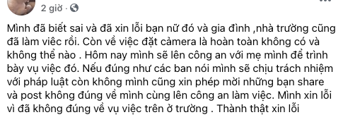 Một nam sinh cho biết hoàn toàn không có việc lắp đặt camera để quay lén các nữ sinh 