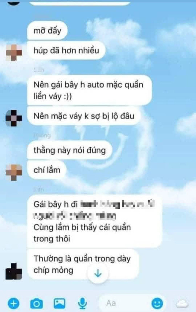 Các nam sinh này nói về các bạn nữ với những lời lẽ tục tĩu, châm biếm 