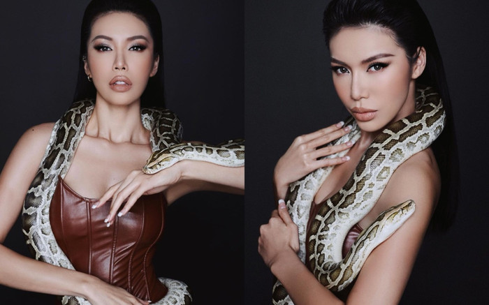 Minh Tú thần thái 'sắc lẹm', tạo dáng chụp ảnh cùng trăn gấm siêu ấn tượng Ảnh 2