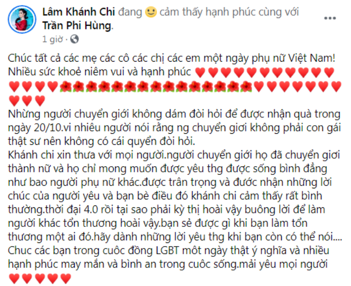 Lâm Khánh Chi: 'Người chuyển giới không dám đòi quà trong ngày 20/10' Ảnh 2