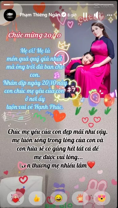 Thiêng Ngân có chia sẻ cảm động về người mẹ quá cố.