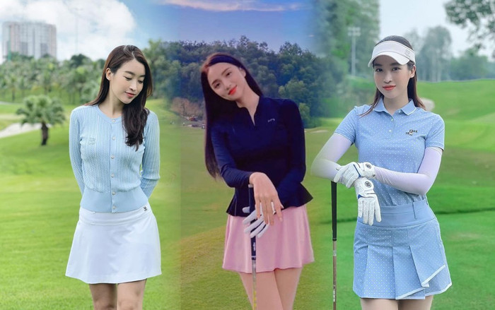 Hoa hậu Đỗ Mỹ Linh, Hương Giang đua nhau mặc váy nữ sinh đi đánh golf Ảnh 2