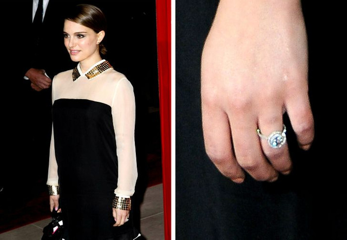 Natalie Portman là người có chiếc nhẫn khiêm tốn nhất trong danh sách. Benjamin Millepied tặng cô nhẫn có giá 35.000 USD (796 triệu VNĐ).