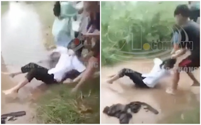 Nữ sinh bị nam sinh túm tóc, đánh đập dã man, dìm xuống nước giữa trời mưa và sự lạnh lùng của nhóm bạn Ảnh 2