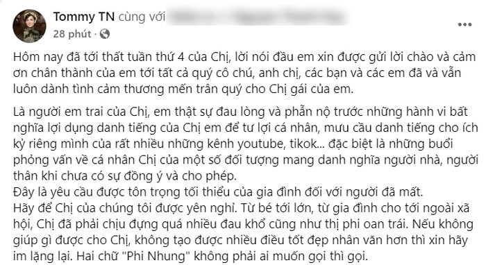 Em trai Phi Nhung phẫn uất vì chị gái bị mượn danh người nhà để tư lợi: 'Hãy để chị yên nghỉ' Ảnh 1