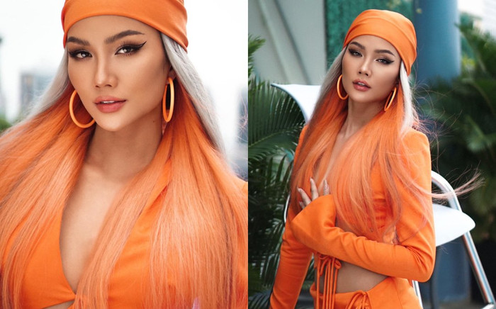 Hoa hậu H'Hen Niê đẹp bá cháy với set đồ màu cam cắt xẻ bốc lửa Ảnh 2