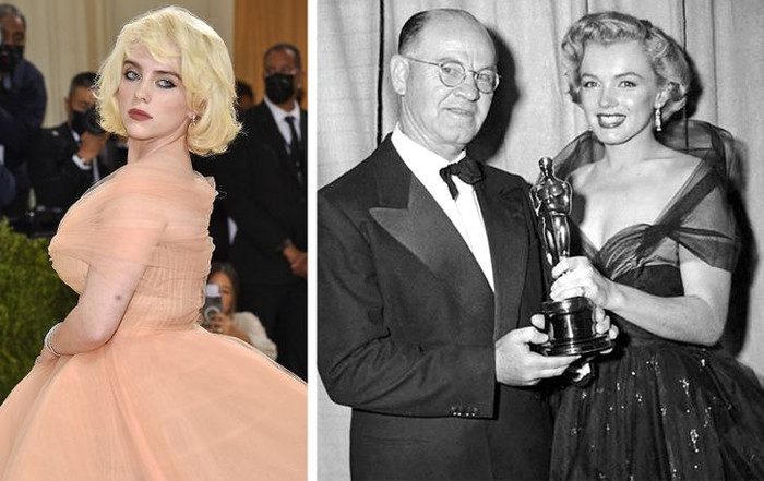 Billie Eilish học tập mẫu váy Marilyn Monroe mặc ở lễ trao giải Oscar. 