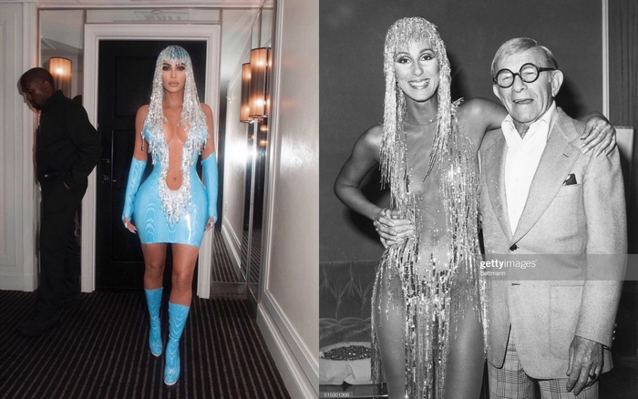 Rõ ràng trang phục của Kim được lấy cảm hứng từ Cher. Cô mặc chiếc váy này trong bữa tiệc hậu Met Gala năm 2019. 