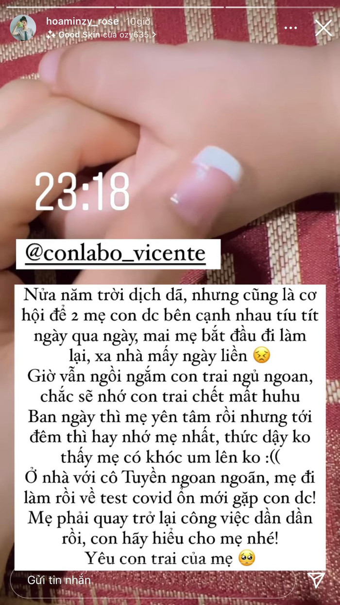 Bài viết của Hòa Minzy gửi gắm đến con trai