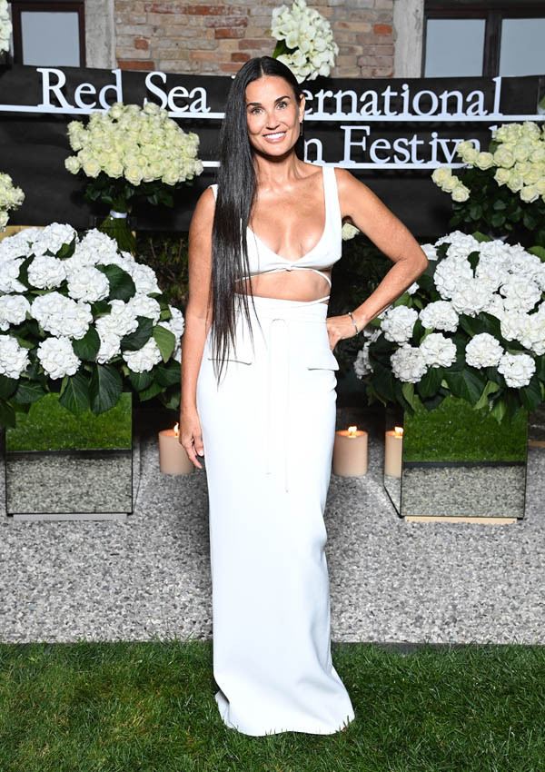 Tháng 9, Demi cũng mặc trang phục táo bạo đến Gala tôn vinh phụ nữ trong làng điện ảnh tại Liên hoan phim Venice. Cô kết hợp bộ đồ hai mảnh Mônot với trang sức và xăng đan đơn giản.