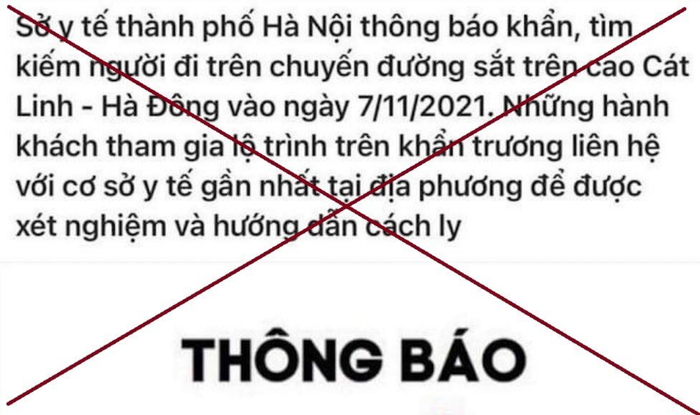 CDC Hà Nội: Thông báo khẩn tìm người đi trên tàu Cát Linh – Hà Đông là sai sự thật Ảnh 1