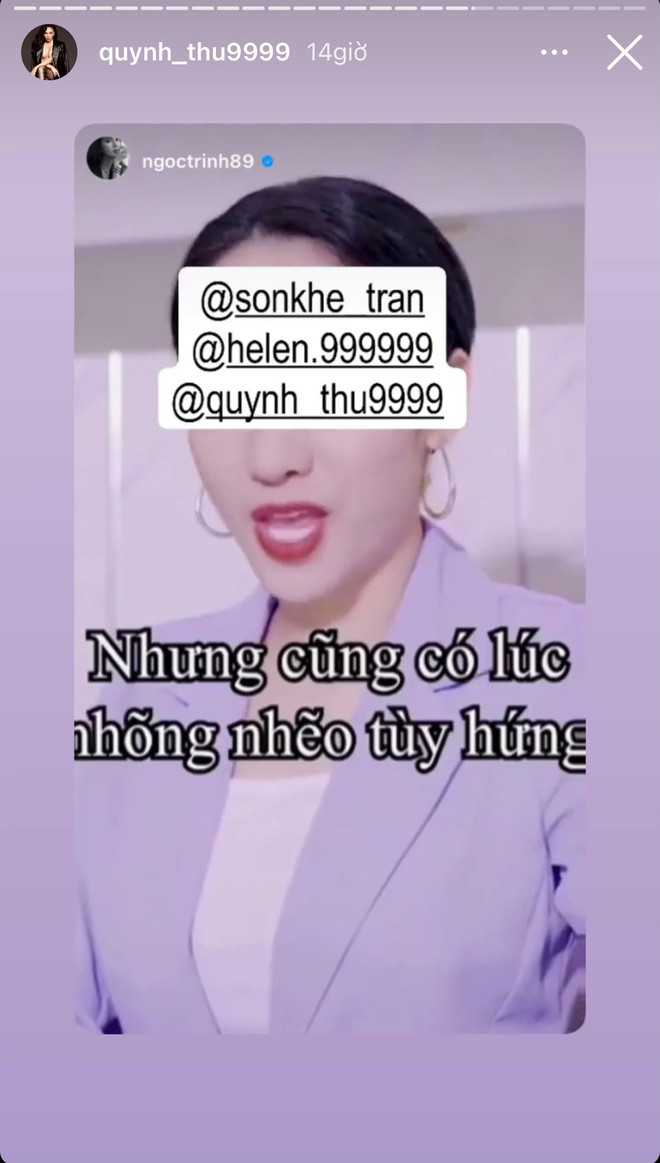 Quỳnh Thư chia sẻ lại đoạn clip nói về cung Thiên Bình do Ngọc Trinh tag tên.
