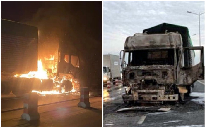 Xe container bốc cháy ngùn ngụt trên cầu Thanh Trì, tài xế kịp thời chạy thoát thân Ảnh 2