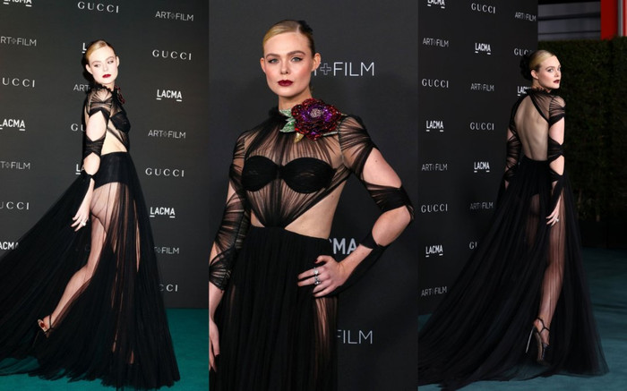 Elle Fanning mặc váy xuyên thấu lộ lưng trần nhăn nheo khiến fan hốt hoảng Ảnh 2