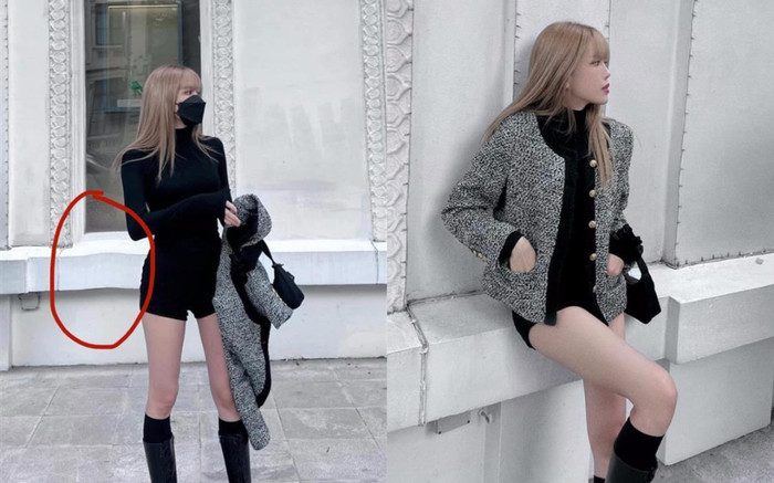 Khoe chân thon nhưng Thiều Bảo Trâm bị soi chỉnh ảnh quá đà, méo cửa, vênh tường Ảnh 2