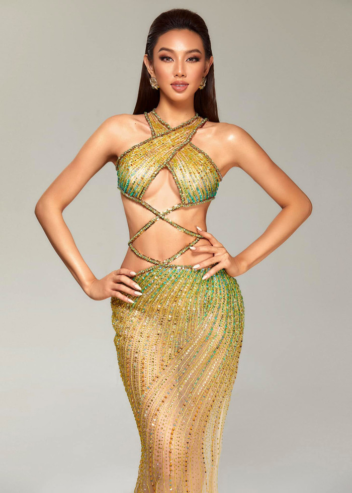 Chiếc đầm dạ hội này của cô có tên gọi The Crown Dress - Giấc mơ vương miện và do NTK Nguyễn Minh Tuấn thiết kế.