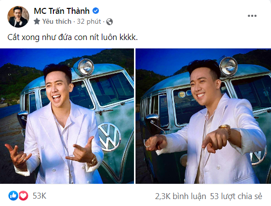 Chia sẻ mới nhất của Trấn Thành.