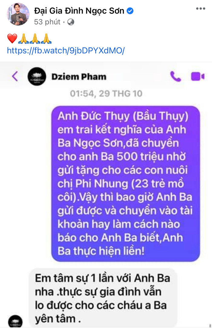 Sự thật về tin nhắn bầu Thụy chuyển 500 triệu cho 23 con nuôi của cố ca sĩ Phi Nhung Ảnh 1