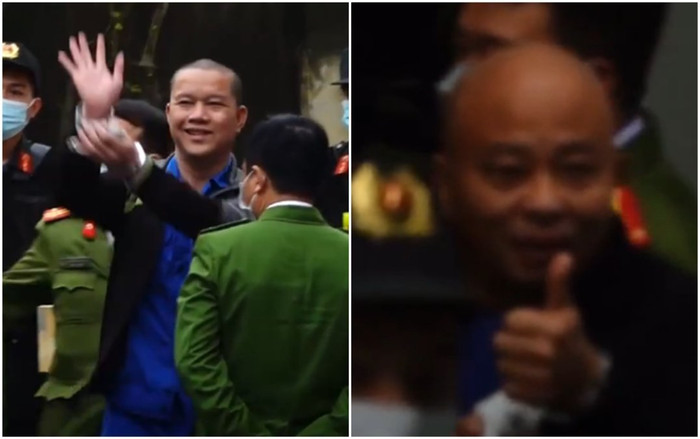 Tiếp tục phiên xét xử Đường 'Nhuệ': Các bị cáo kéo khẩu trang, tươi cười đưa tay vẫy chào người thân Ảnh 2