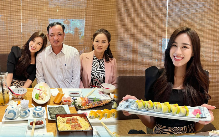Trước ngày lên đường tới Miss World, Đỗ Thị Hà chiêu đãi bố mẹ bàn tiệc đầy ắp món Nhật tươi ngon Ảnh 2