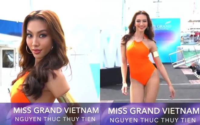 Đảm nhận vị trí vedette, Thùy Tiên sáng chói với swimsuit vàng cam, tạo dáng cực hút tại Miss Grand Ảnh 2