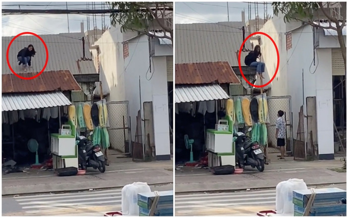 Gái xinh vượt nóc nhà như phim hành động, 'trốn đi chơi' với bạn trai gặp ngay 'bà hàng xóm' quay clip Ảnh 2