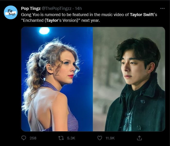 Gong Yoo được cho là sẽ hợp tác cùng Taylor Swift.