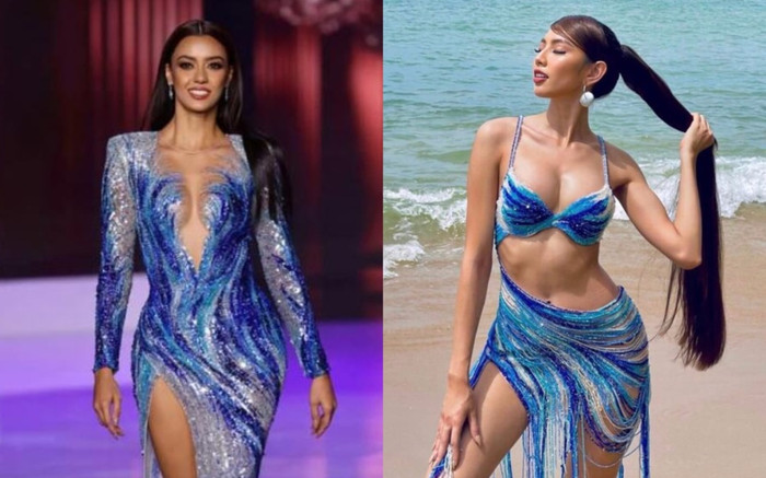 'Váy tiên cá' của Thùy Tiên bị nghi sao chép ý tưởng từ Miss Universe Thái Lan Amanda Ảnh 2