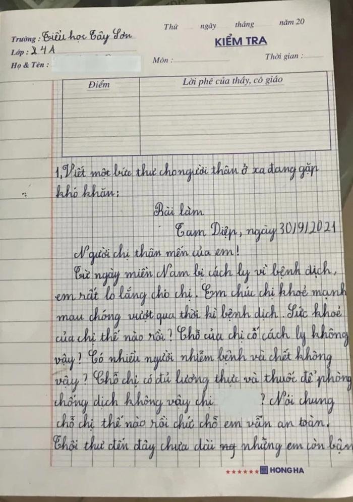 Viết thư gửi chị xa nhớ, đang sướt mướt thì cậu bé tiểu học làm đoạn kết khiến cô chị 'khóc thét' Ảnh 1