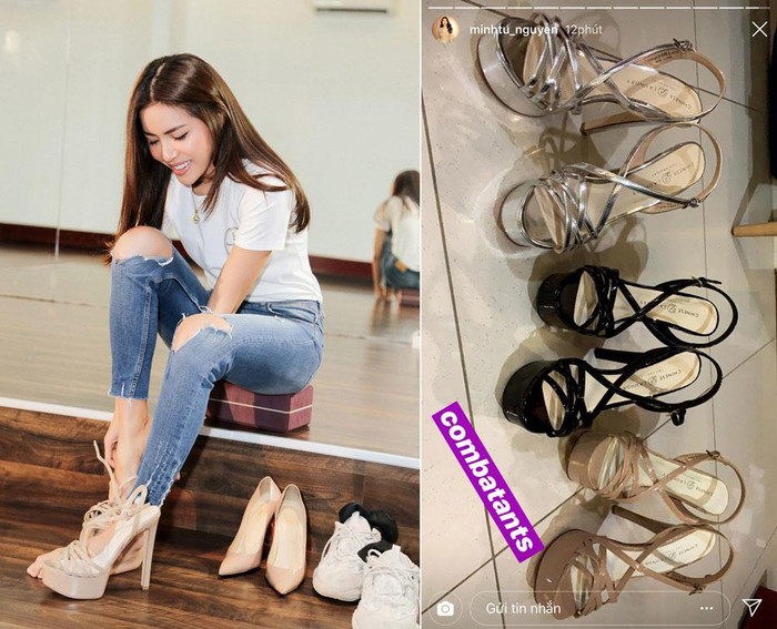 Từ 1,78m, Minh Tú có thể cao đến 1,93m khi mang đôi giày này. 