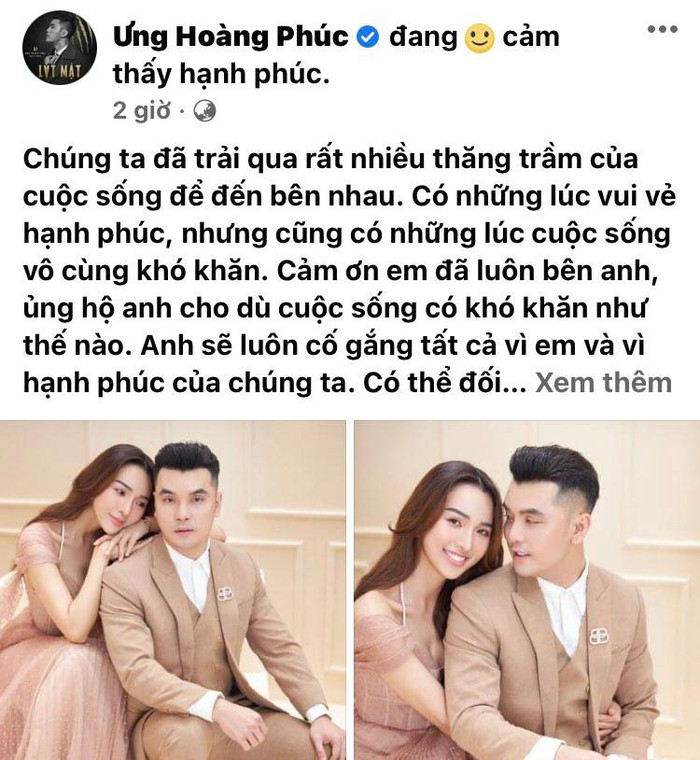 Ưng Hoàng Phúc nhắn gửi tới bà xã điều đặc biệt nhân dịp kỉ niệm 3 năm ngày cưới.