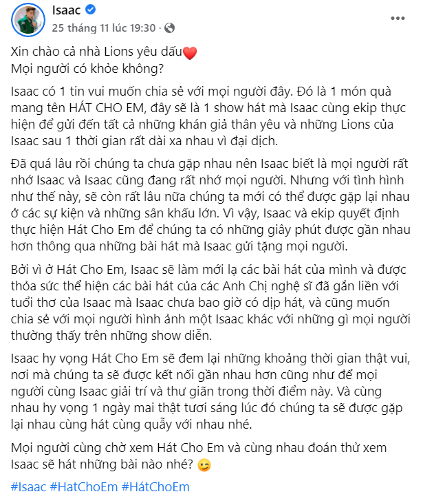 Isaac cover ca khúc hit của Mỹ Tâm, tổ chức luôn cả show hát để tặng người hâm mộ Ảnh 4