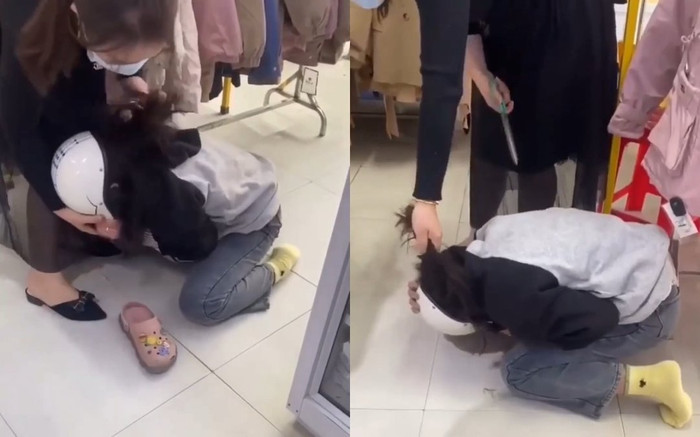 Lấy trộm váy 160k, cô gái trẻ bị nữ chủ shop đánh đập, cắt tóc mặc lời khóc lóc van xin đến lạc giọng Ảnh 2