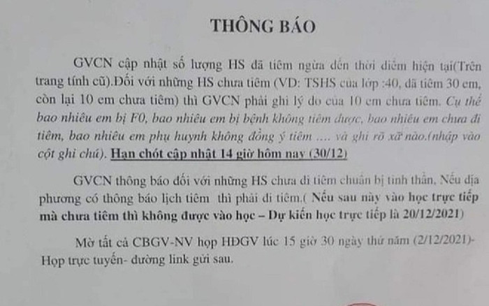 Trường học thu hồi thông báo có nội dung 'chưa tiêm vaccine thì không được vào học' Ảnh 2
