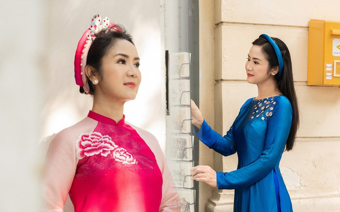 NSND Thu Hà diện áo dài tái hiện vẻ đẹp lá ngọc cành vàng đi dạo phố Hà Nội mùa thu Ảnh 2