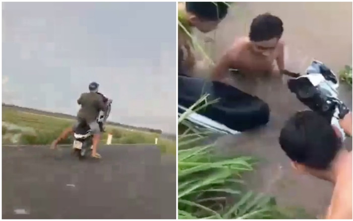 Thanh niên buồn buồn đi bốc đầu xe 'trổ tài' với đám bạn và cái kết úp mặt vào sông quê Ảnh 2