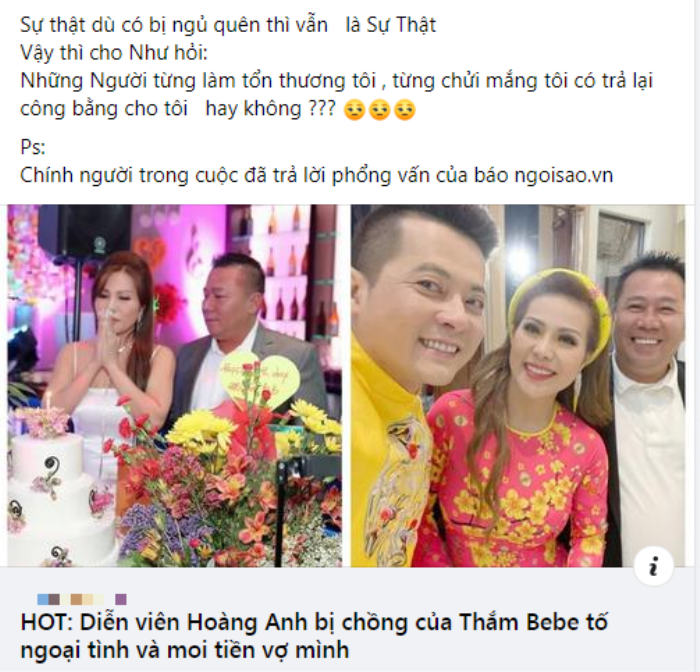 Diễn viên Hoàng Anh bị chồng Thắm Bebe 'tố' ngoại tình, vợ cũ lên tiếng: 'Sự thật vẫn là sự thật' Ảnh 1