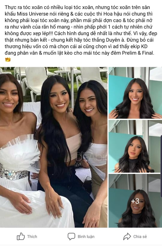 Tuy nhiên, trên nhiều diễn đàn sắc đẹp, đông đảo fan đang khuyên cô nàng nên chọn mái tóc thẳng đặc trưng, từng làm nên thương hiệu riêng của người đẹp. 