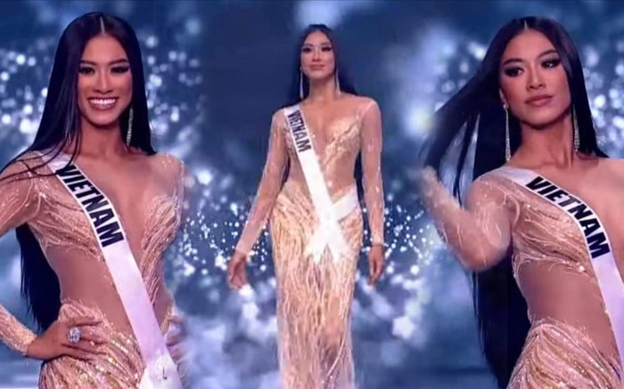Kim Duyên đẹp 'mê man bất tỉnh' với đầm dạ hội 'Mekong của tôi', sáng rực tại bán kết Miss Universe 2021 Ảnh 2