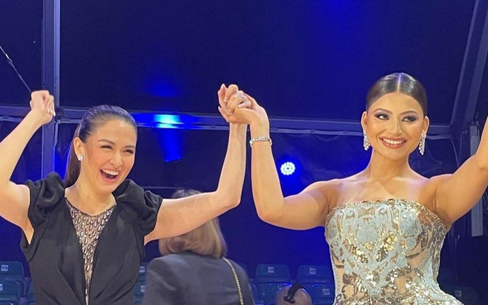 Khó lòng cưỡng lại vẻ cute của Marian Rivera và Hoa hậu Ấn Độ khi chấm thi Miss Universe 2021 Ảnh 2